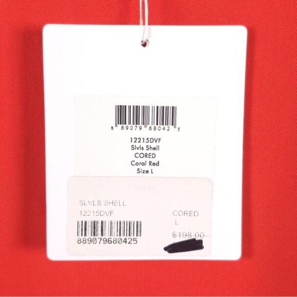 NWT DIANE VON FURSTENBERG Coral Red Sleeveless Shell 12215DVF Lace Top LARGE - Picture 10 of 11